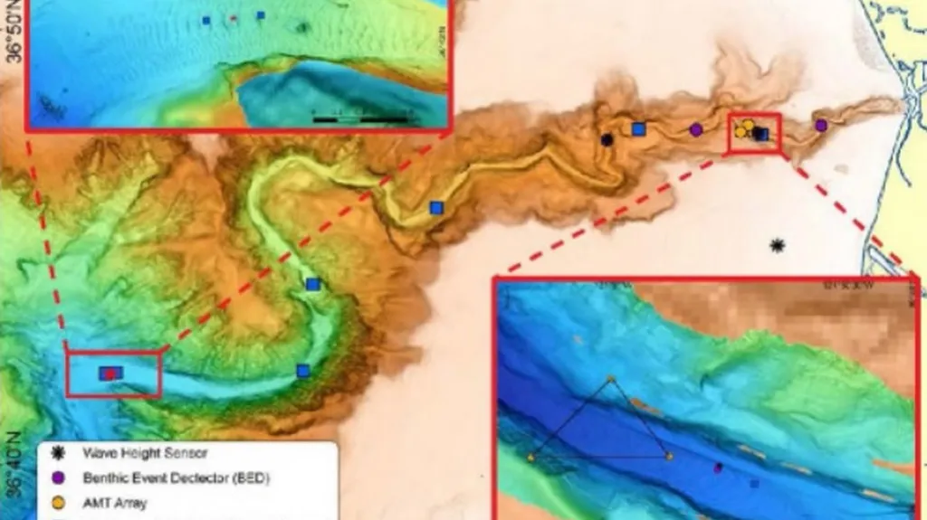 Mapování pohybu podmořských lavin v kaňonu Monterey
