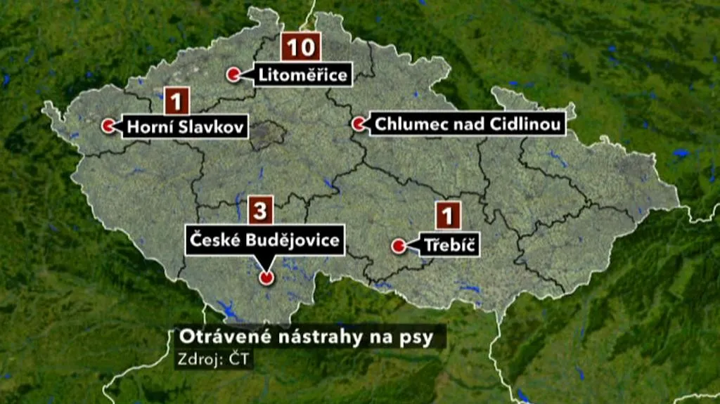 Výskyt otrávených nástrah v Česku