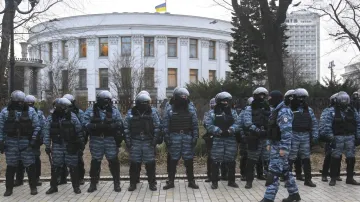 Policie během blokády v Kyjevě