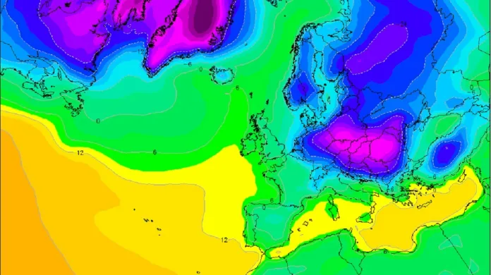 Analýza teploty vzduchu ve dvou metrech ráno 11. února 1929 – pól chladu v Evropě je přesně nad Českem a Slovenskem