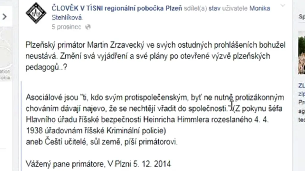Protest proti plzeňskému primátorovi