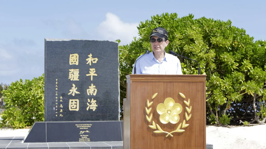 Ma Jing-ťiou při projevu na ostrově Tchaj-pching