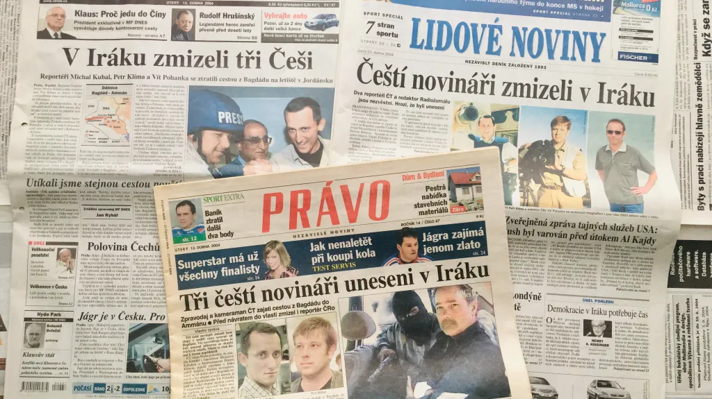 Titulky českých deníků po únosu novinářů