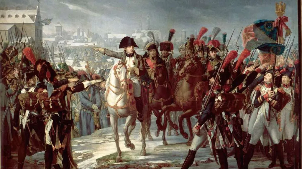 Napoleon velí vojskům při invazi do Ruska