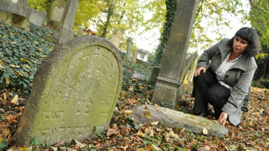 Povalené náhrobky na židovském hřbitově v Břeclavi