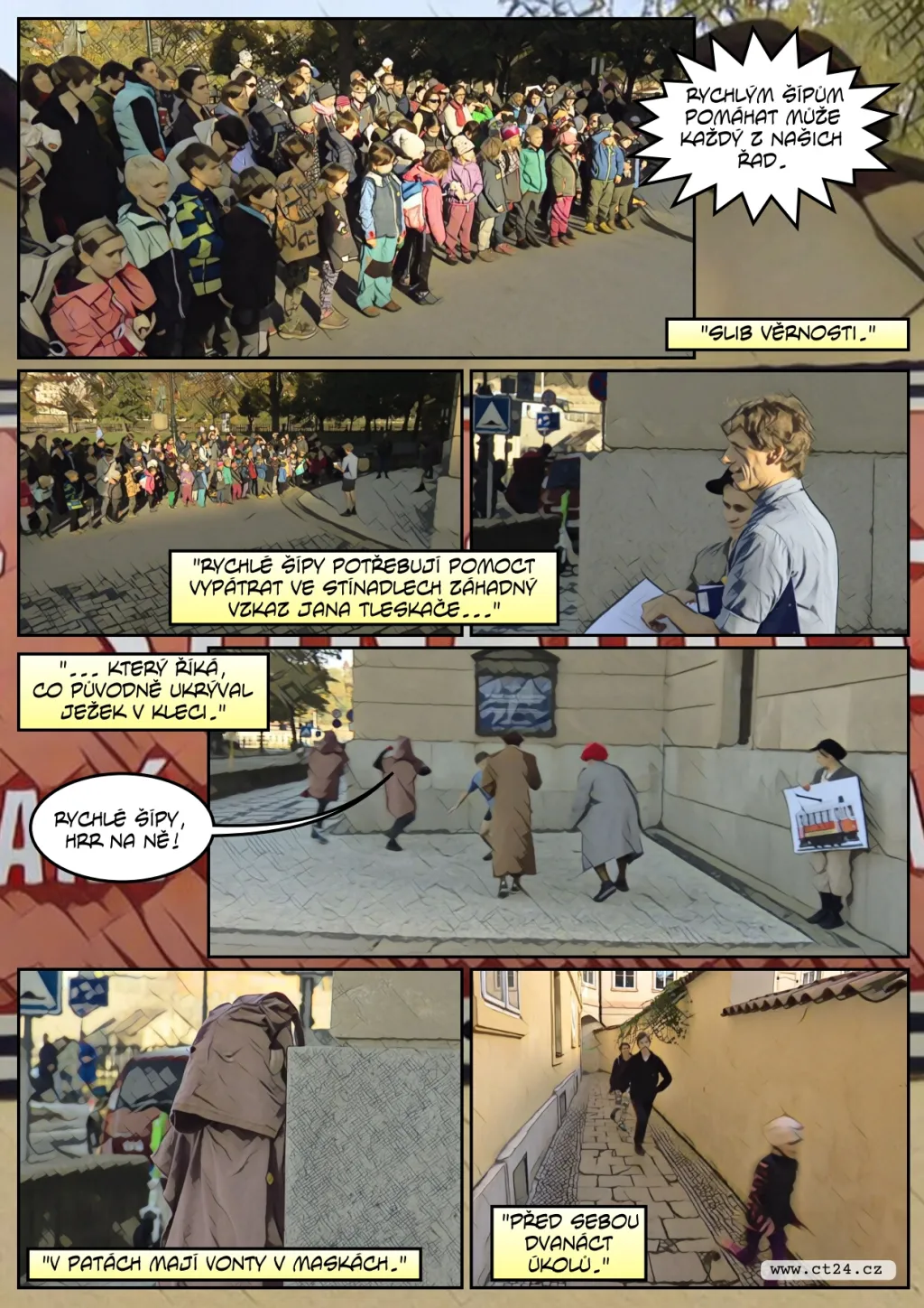 Desítky dětí se v Praze vydaly po stopách Rychlých šípů