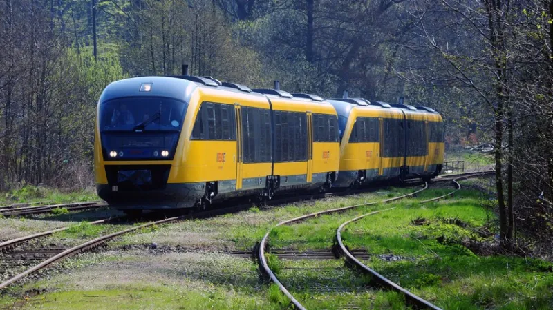 Jednotky Siemens Desiro dopravce Regiojet při prezentační jízdě na Kozí dráze