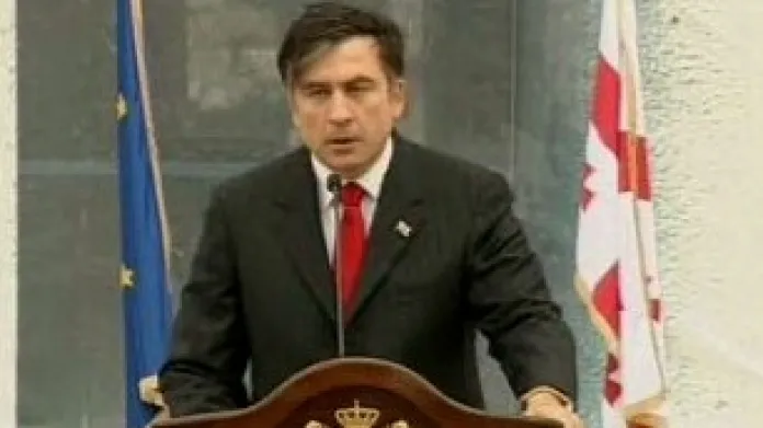 Gruzínský prezident Michail Saakašvili během projevu k aktuální situaci v Gruzii