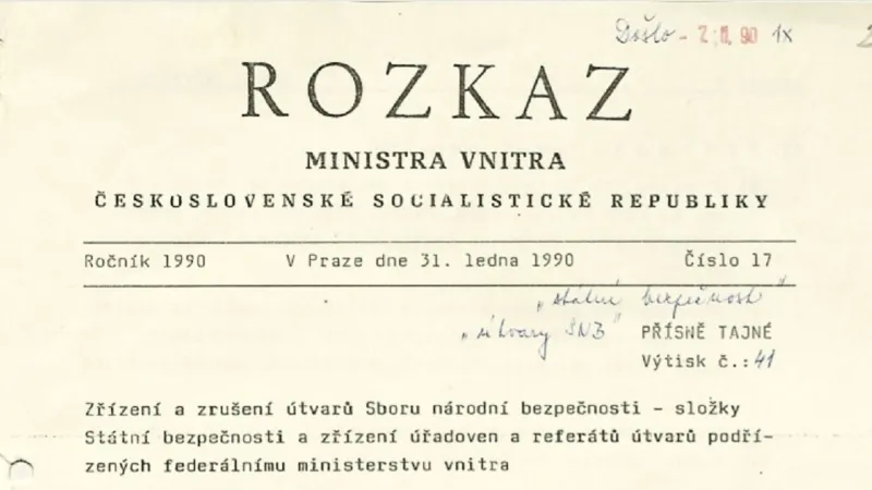 Rozkaz o zrušení StB