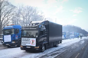 Němečtí dopravci demonstrují proti zvýšení mýta i poplatku za emise oxidu uhličitého