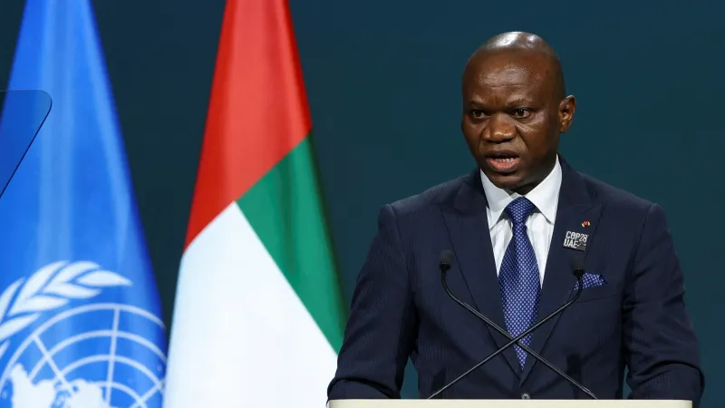 Vojenský vůdce Gabonu Brice Oligui Nguema na klimatickém summitu v Dubaji v prosinci 2023