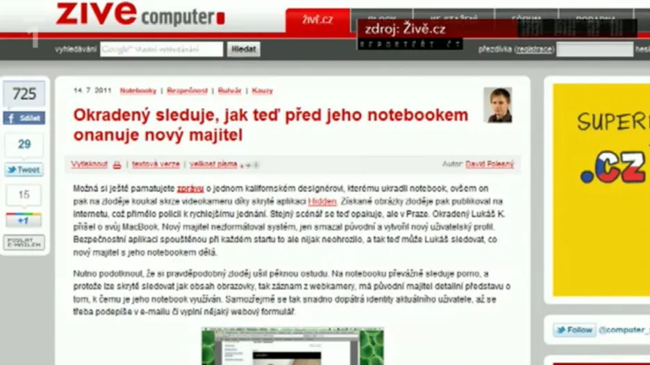 Novinový článek o případu Lukáše Kuzmiaka