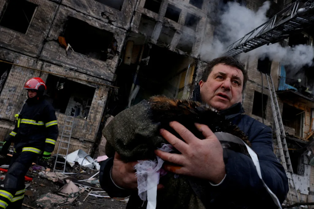 14. března 2022, Kyjev po ruském ostřelování