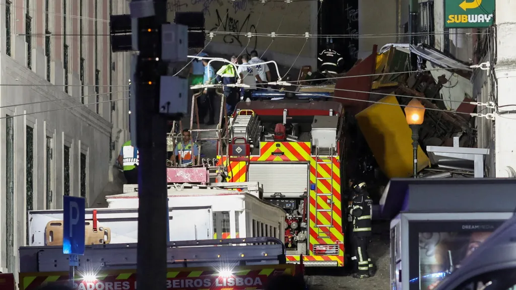 Místo havárie lanovky v Lisabonu