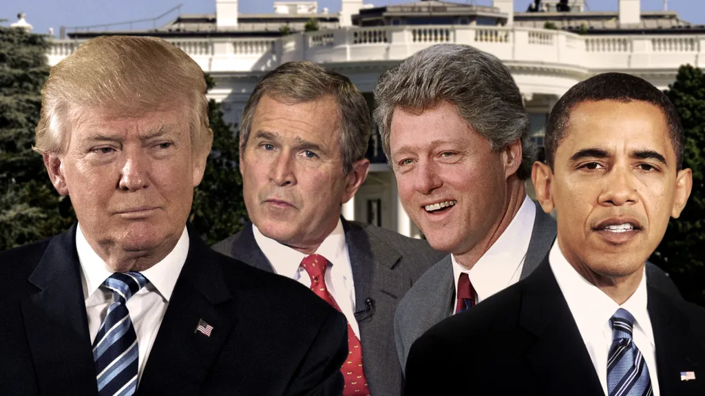 Donald Trump, George Bush jr., Bill Clinton a Barack Obama