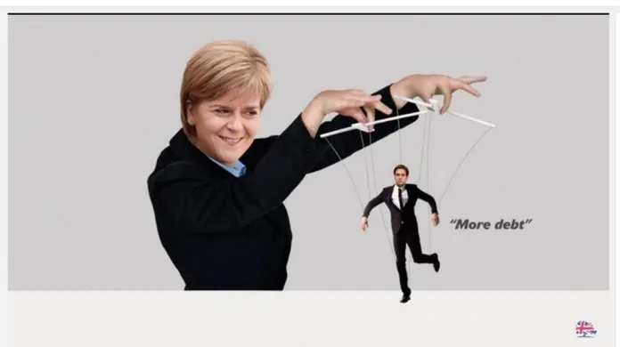 Humorně sarkastická kampaň na YouTube (Lídryně SNP Nicola Sturgeonová a šéf Labouristů Ed Miliband)
