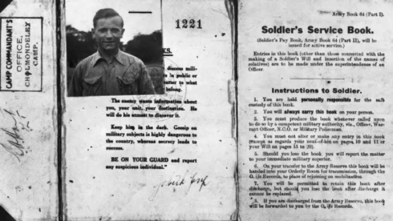 Vojenská knížka Josefa Gabčíka. Zdroj: ČTK