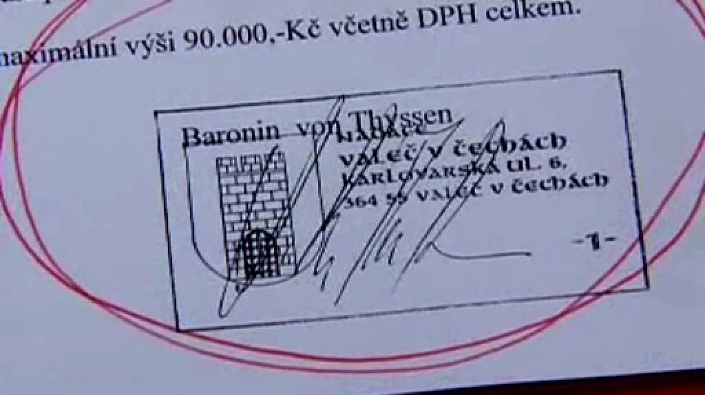 Smlouva podepsaná Alenou Thyssen