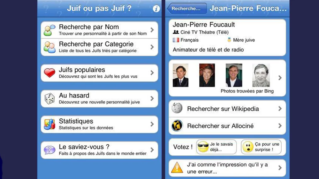 Kontroverzní aplikace "Juif ou pas juif?"