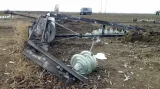 Zničený sloup elektrického vedení na Krymu