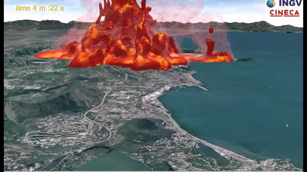 Simulace erupce Flegrejských polí