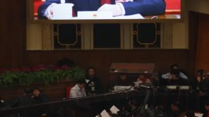 Čínský prezident Chu-Ťin-tchao na výročním zasedání čínského parlamentu