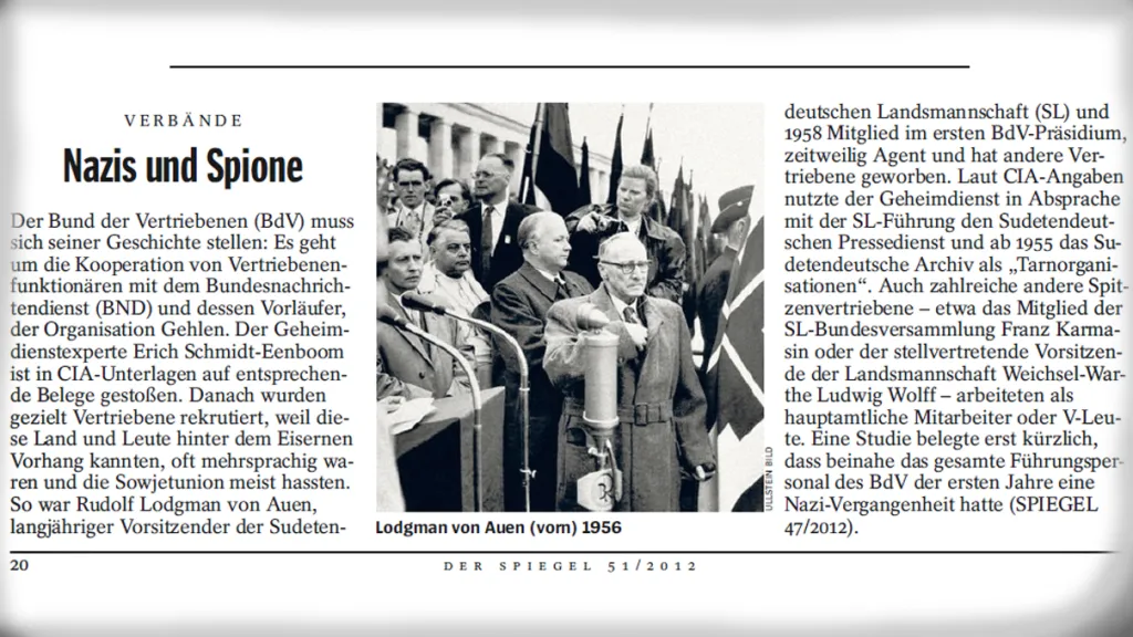 Der Spiegel o sudetských Němcích v rozvědce