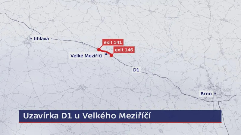 Uzavírka D1 u Velkého Meziříčí