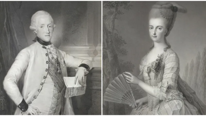 Portréty Alberta Sasko-Těšínského a Marie Kristiny Habsbursko-Lotrinské, v roce 1776 je zvěčnil Johann August Walther