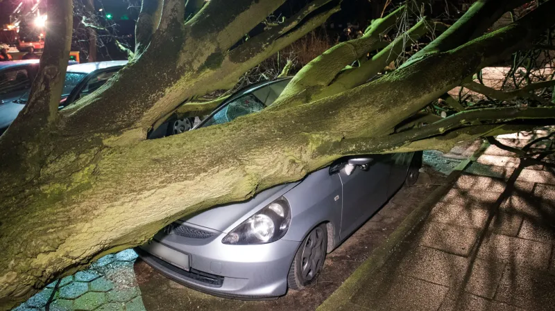 Bouře Sabina udeřila u Hamburku