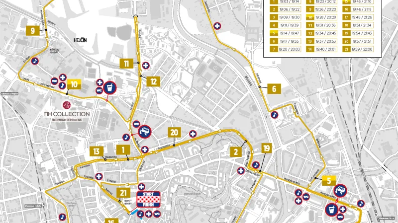 Trasa olomouckého půlmaratonu