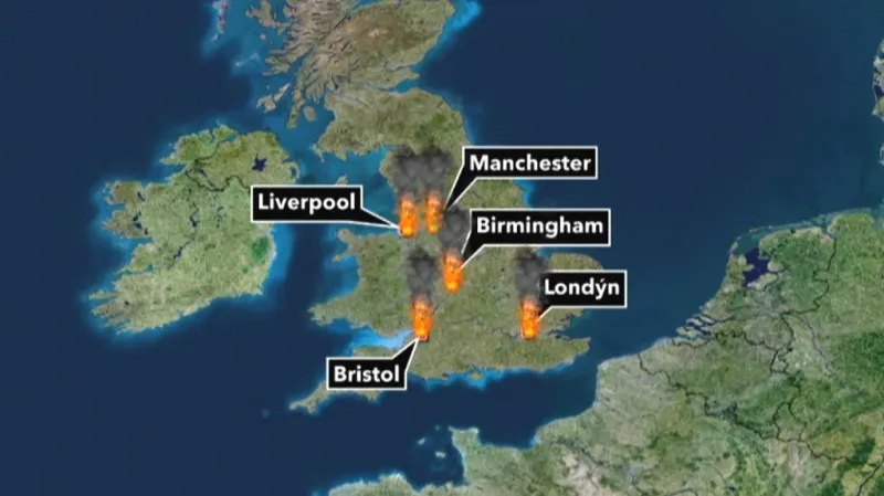 Nepokoje se z Londýna přesunuly do dalších britských měst