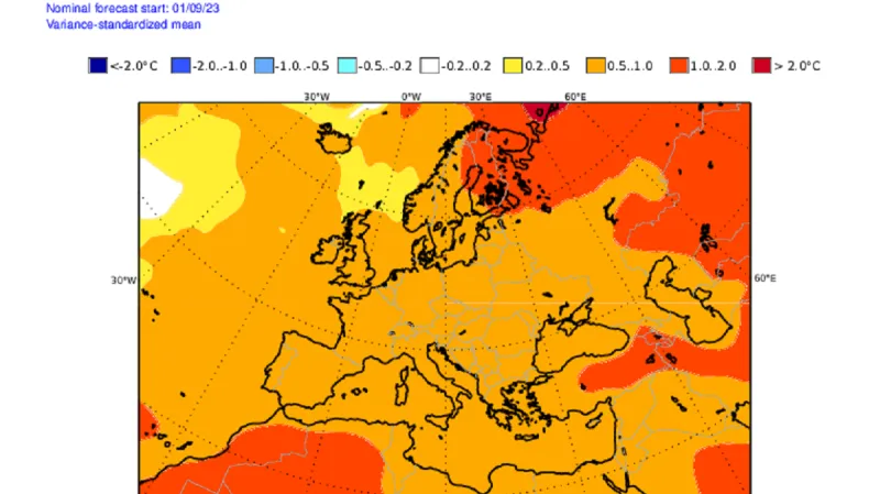 Očekávaná odchylka teploty vzduchu za zimu – multimodelový průměr