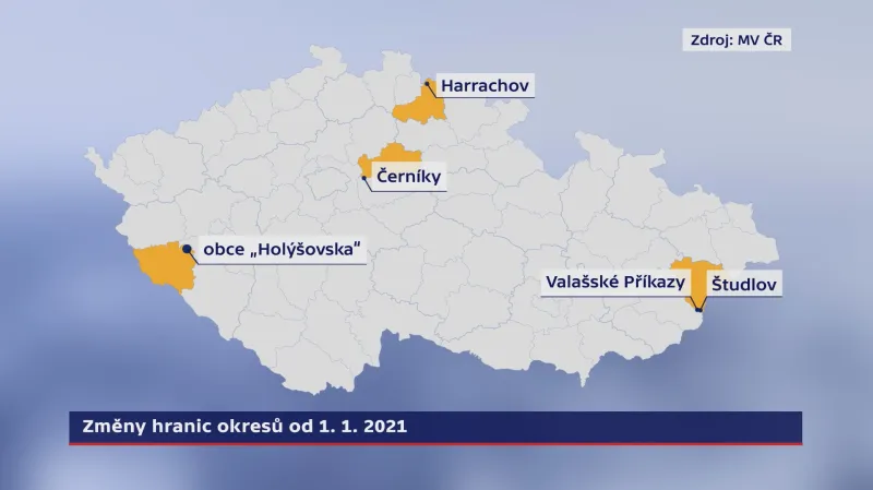 Změny hranic okresů od 1.1. 2021