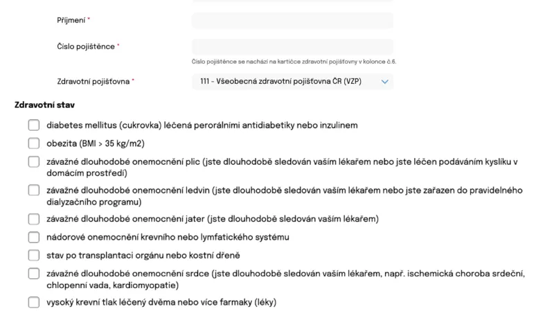 Průchod občana/osoby registrací a rezervací