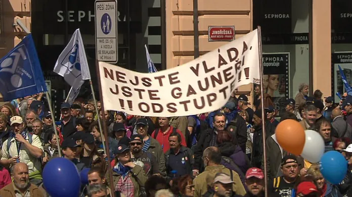Demonstrace odborů a sdružení v Praze