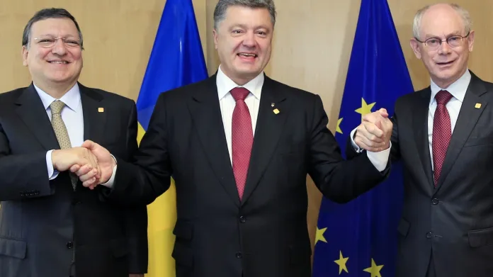 José Manuel Barroso, Petro Porošenko a Herman Van Rompuy