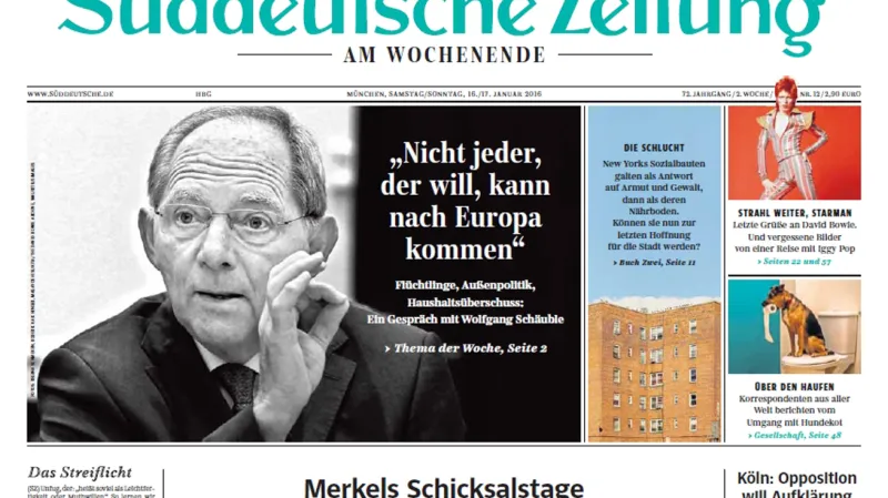 Deník Süddeutsche Zeitung přinesl rozhovor s Wolfgangem Schäublem