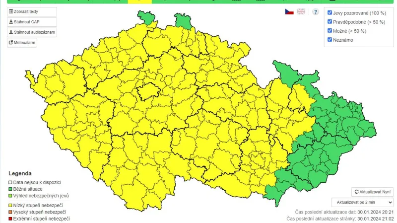Výstraha Českého hydrometeorologického ústavu