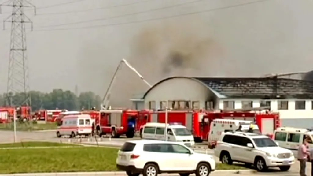 Požár na drůbežích jatkách v Te-chuej