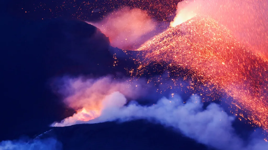 Pokračující erupce sopky Cumbre Vieja 21. října 2021
