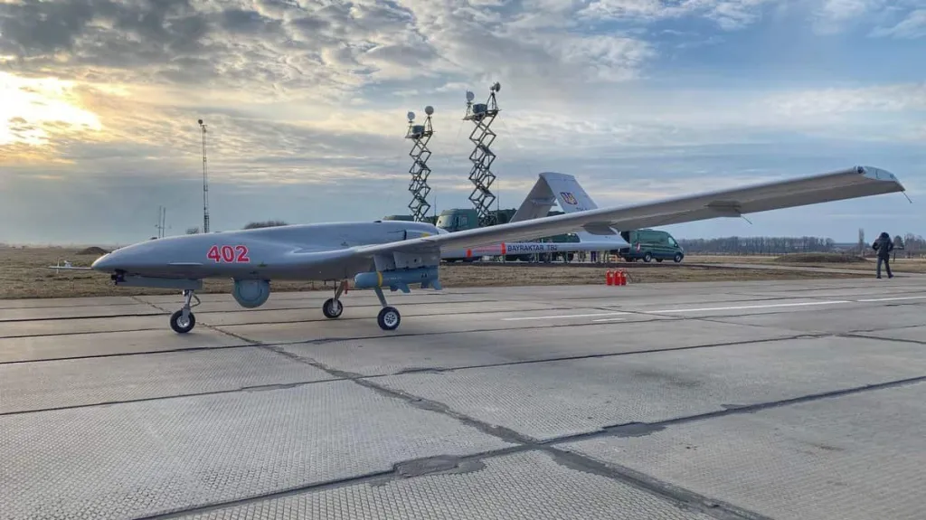 Dron Bayraktar TB2 patřící ukrajinské armádě