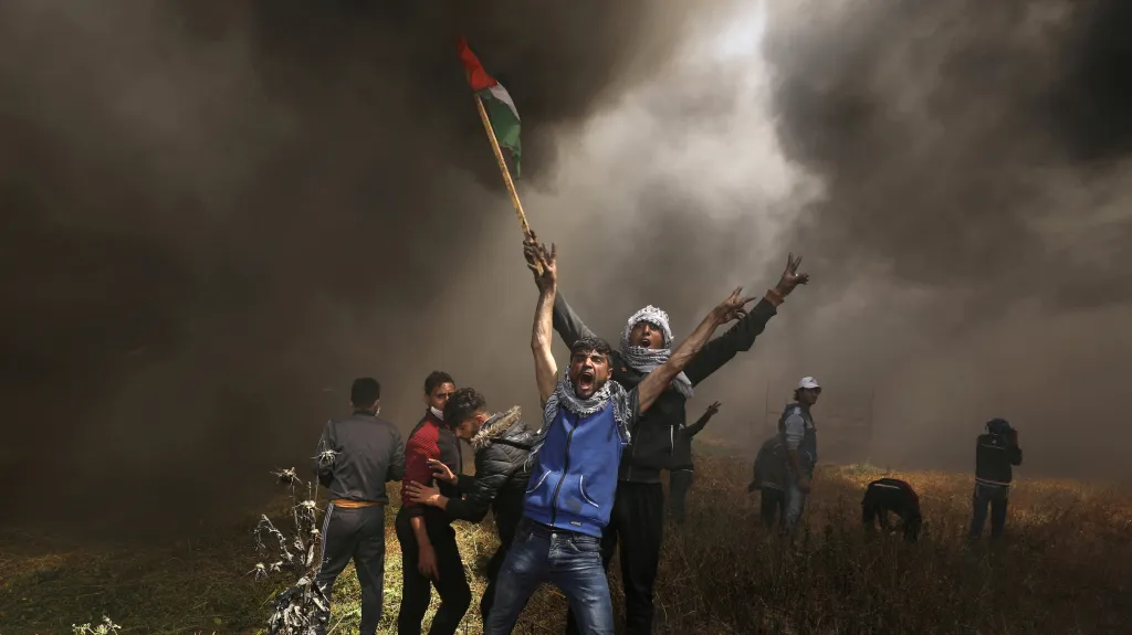 Palestinští demonstranti v Pásmu Gazy