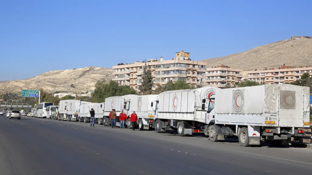 Humanitární konvoj poblíž Damašku