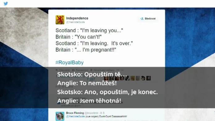 Vtipkování na Twitteru ke skotskému referendu