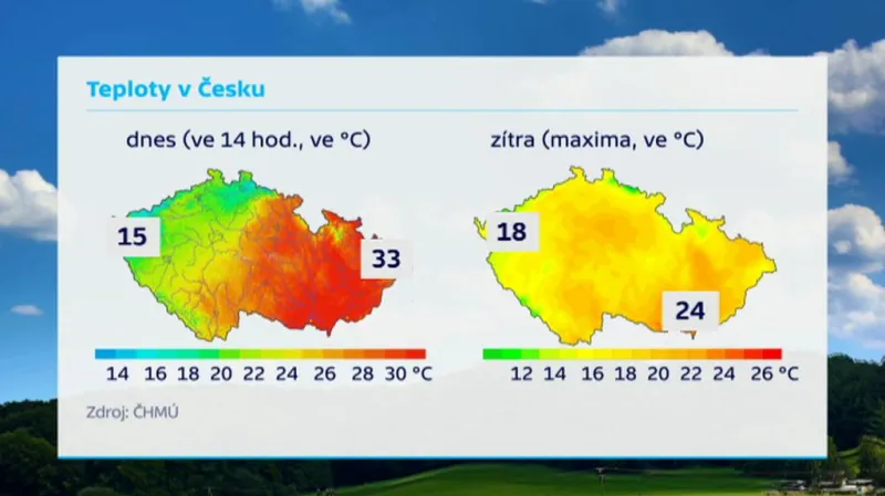 Teplotní propad mezi sobotou a nedělí