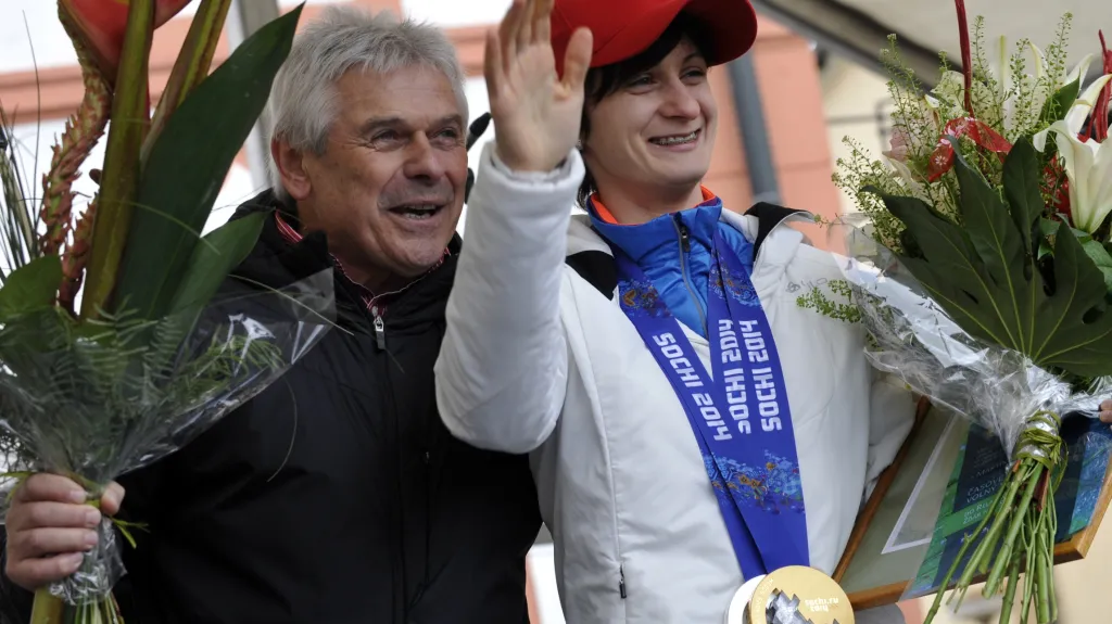 Martina Sáblíková s trenérem Novákem
