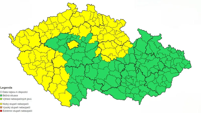 Výstraha ČHMÚ před nebezpečím povodní z 1. ledna 2024