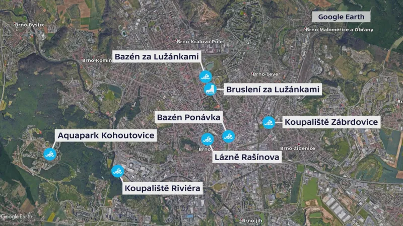 Brněnská sportoviště, kterých se projekt týká