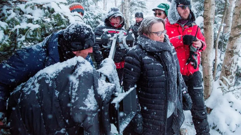 Agnieszka Hollandová při natáčení filmu Přes kosti mrtvých